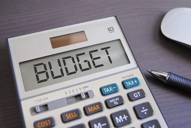Picture of a calculator saying budget because you are a budget concious hammock camper